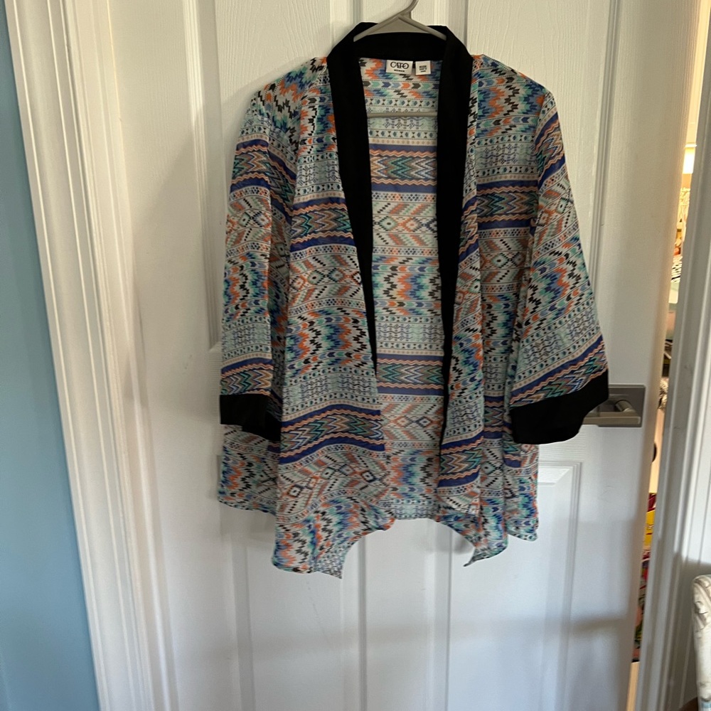 Cato Kimono 18/20w blues orange turquoise black trim